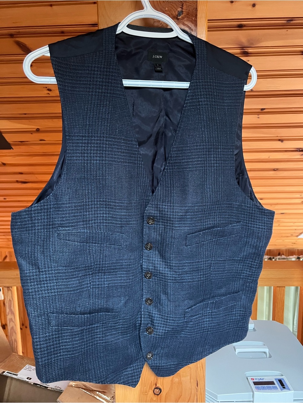J. Crew Men's Navy Textured Button-Front Vest